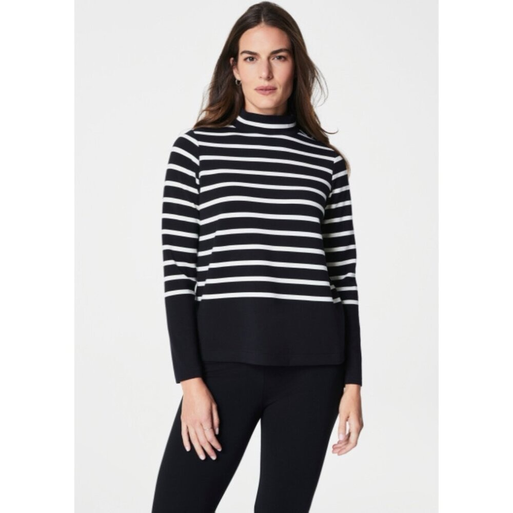 SPANX Black/Porcelain AirEssentials Mock Pullover Size Medium‎ - Picture 9 of 12